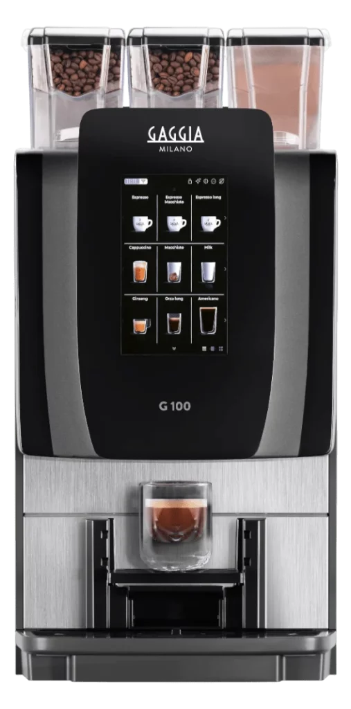Machine à café professionnelle Gaggia G100 Powder Milk préparant un espresso