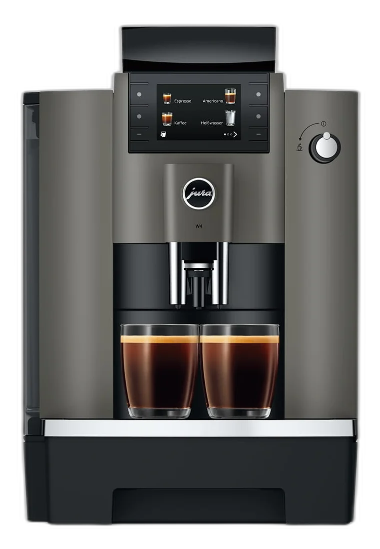 Machine à café professionnelle JURA W4 Dark Inox vue de face, détourée